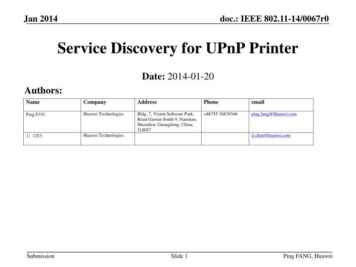 service discovery for upnp printer