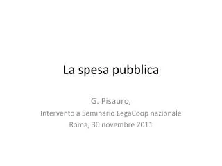 la spesa pubblica