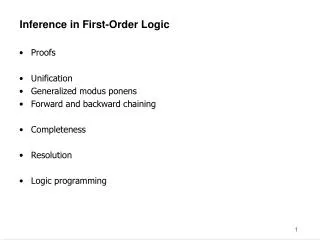 inference in first order logic
