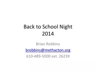 Back to School Night 2014