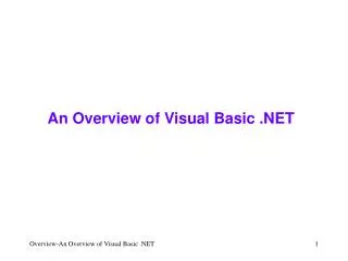 An Overview of Visual Basic .NET