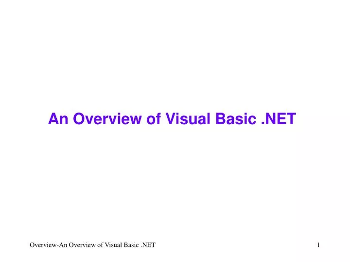an overview of visual basic net