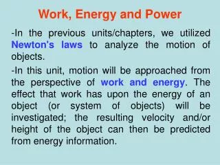 Work, Energy and Power