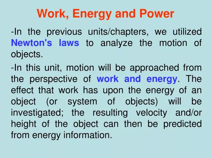 work energy and power