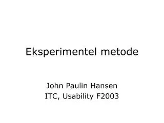 eksperimentel metode