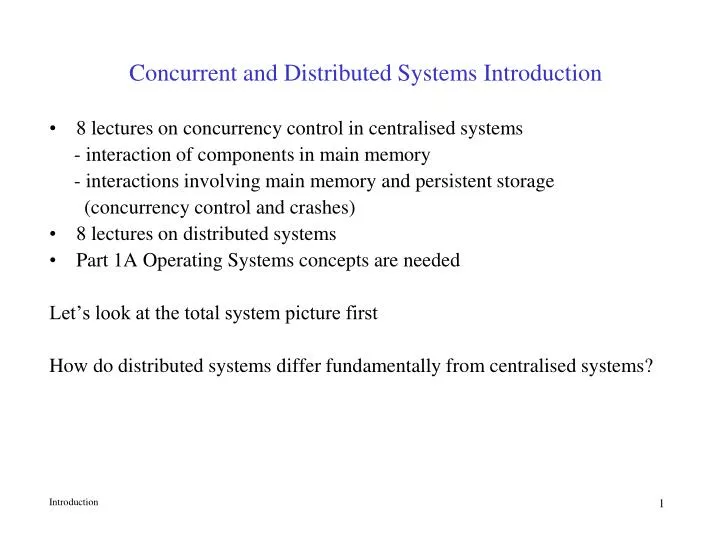 concurrent and distributed systems introduction