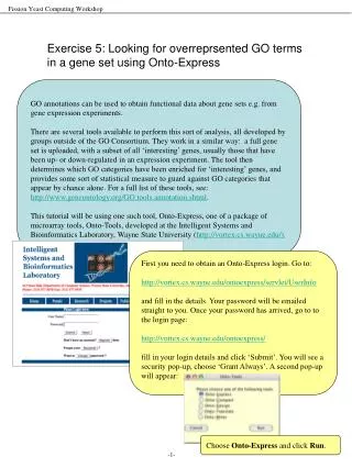 Exercise 5: Looking for overreprsented GO terms in a gene set using Onto-Express