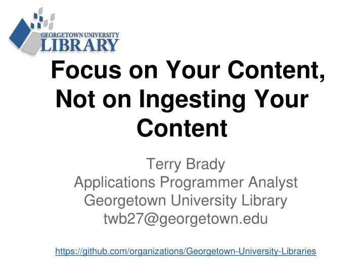 focus on your content not on ingesting your content