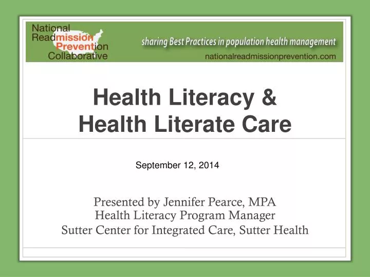 health literacy health literate care