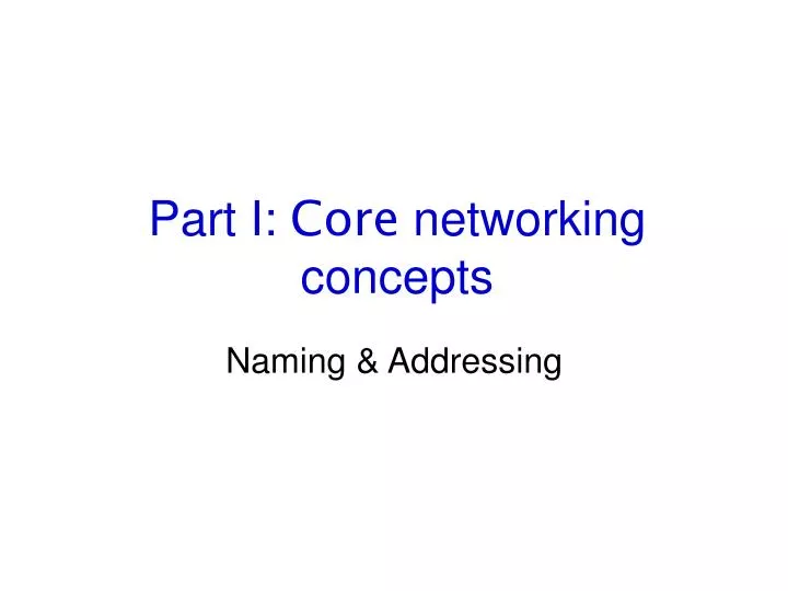 part i core networking concepts