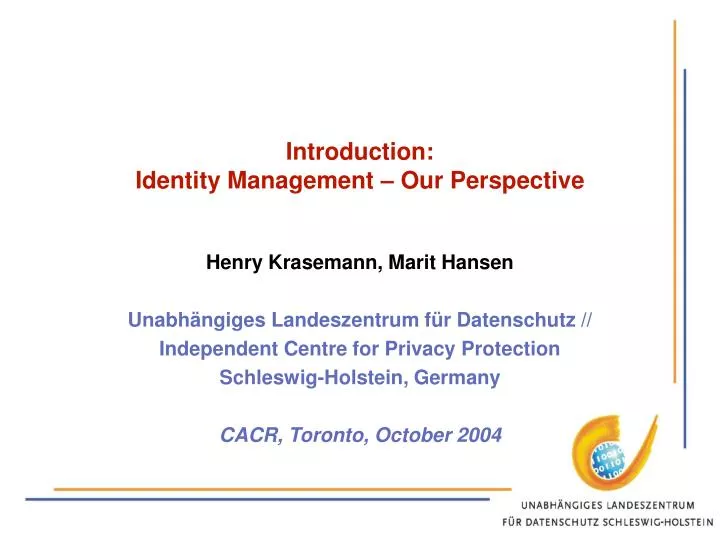 introduction identity management our perspective