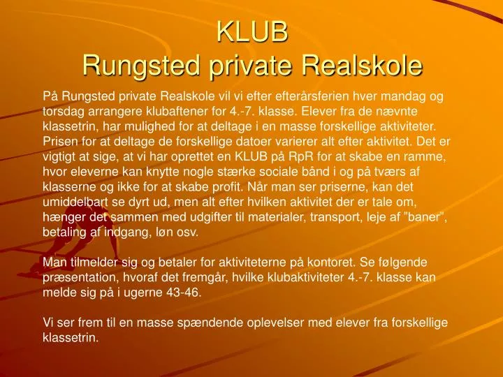klub rungsted private realskole