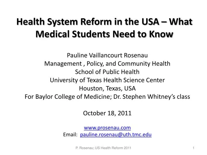 health system reform in the usa what medical students need to know