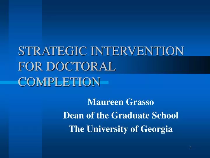 strategic intervention for doctoral completion