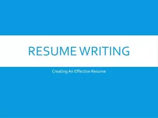 Resume Writing