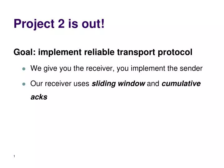 project 2 is out