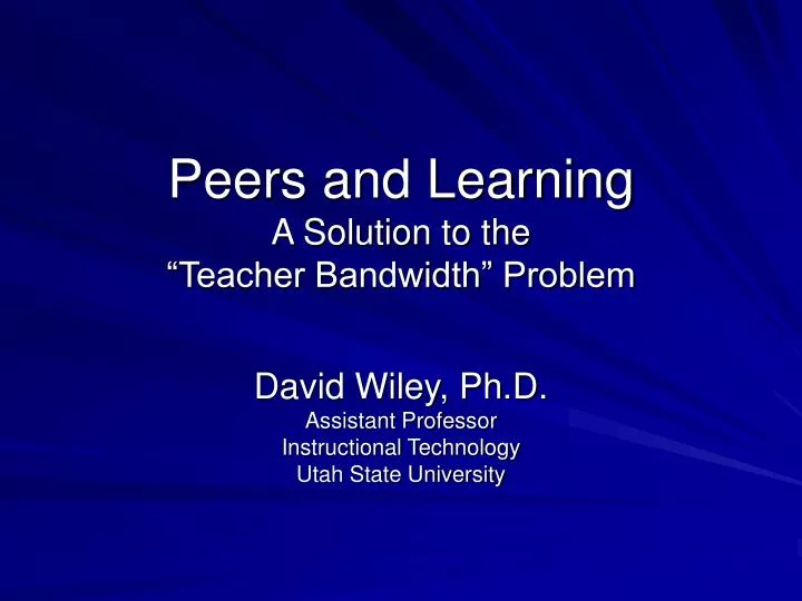 peers and learning a solution to the teacher bandwidth problem