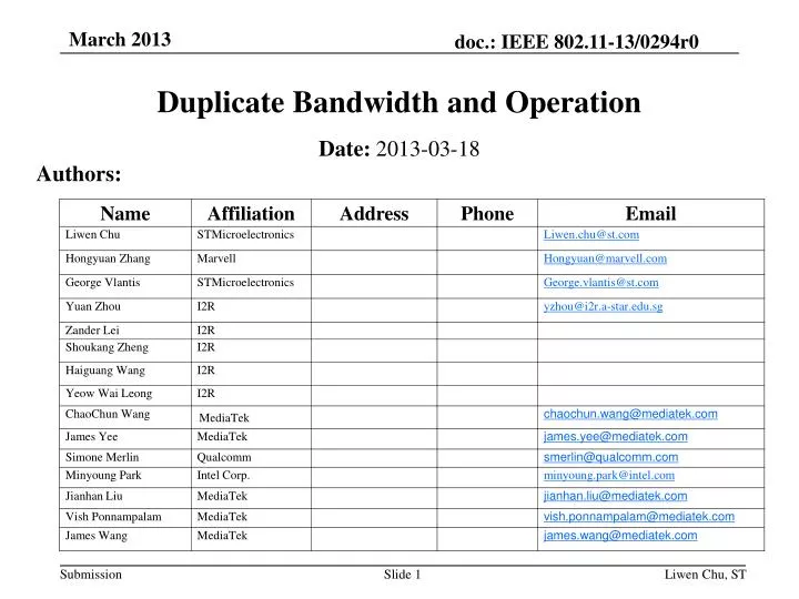 duplicate bandwidth and operation