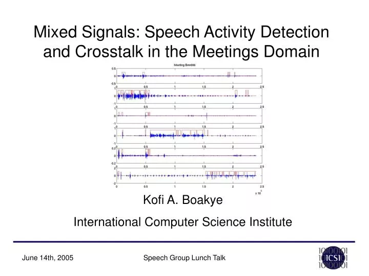 mixed signals speech activity detection and crosstalk in the meetings domain