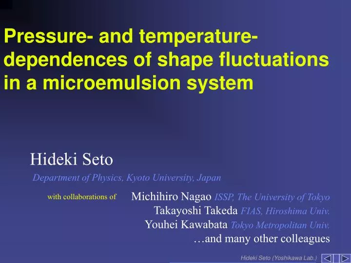 pressure and temperature dependences of shape fluctuations in a microemulsion system