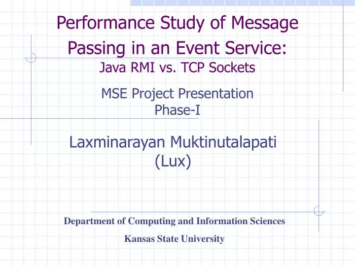 performance study of message passing in an event service java rmi vs tcp sockets
