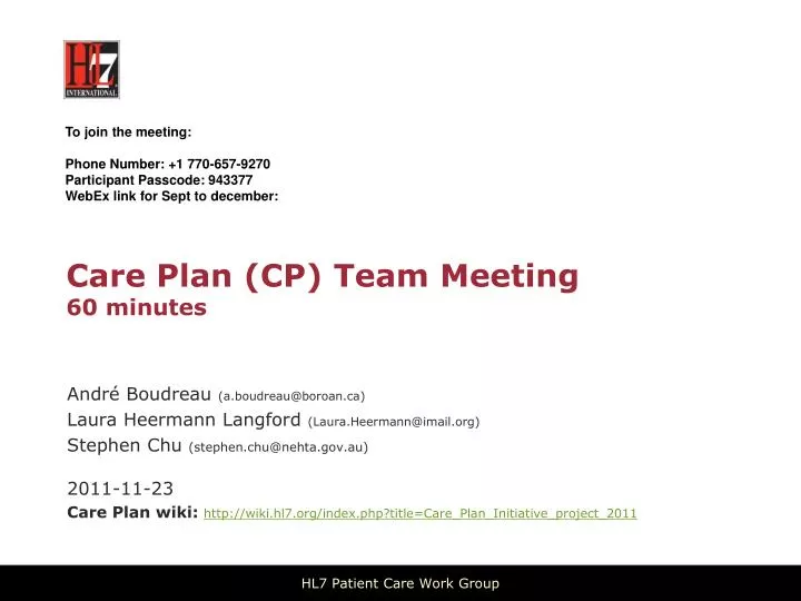 care plan cp team meeting 60 minutes