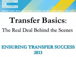 Ensuring Transfer Success 2013