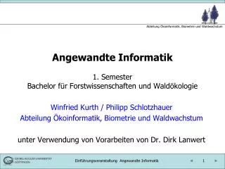 angewandte informatik 1 semester bachelor f r forstwissenschaften und wald kologie
