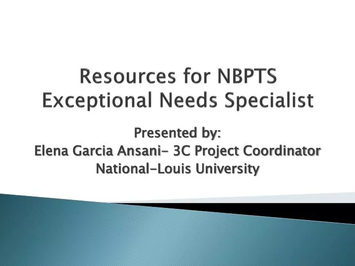resources for nbpts exceptional needs specialist