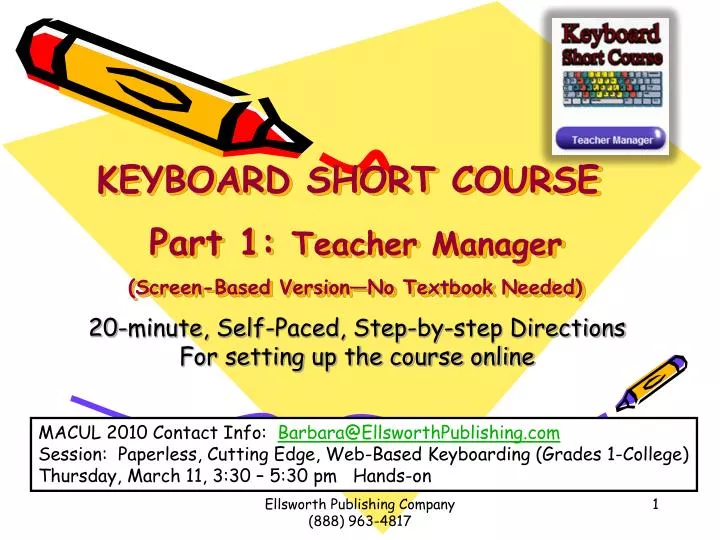 keyboard short course part 1 teacher manager screen based version no textbook needed