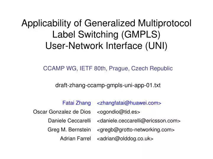 applicability of generalized multiprotocol label switching gmpls user network interface uni
