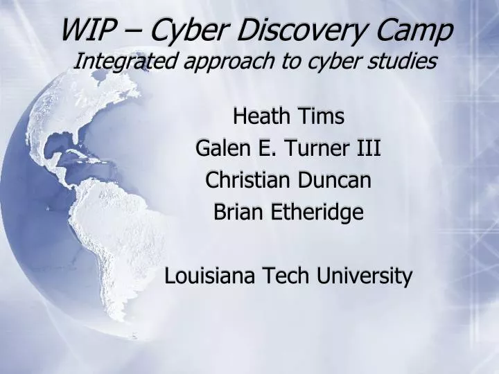 wip cyber discovery camp integrated approach to cyber studies