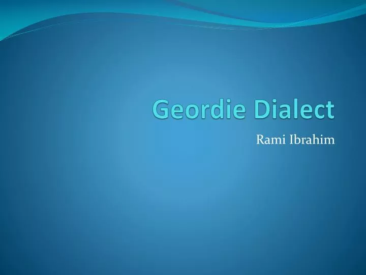 geordie dialect