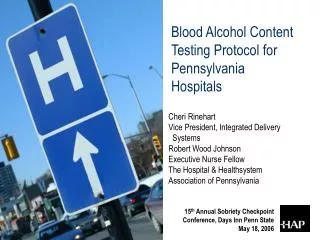 Blood Alcohol Content Testing Protocol for Pennsylvania Hospitals