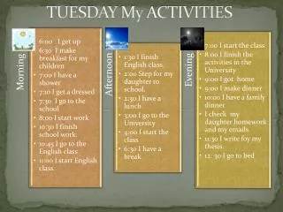 tuesday my activities