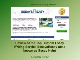 Review of the Top Custom Essay Writing Service EssaysReasy (also known as Essay Help)