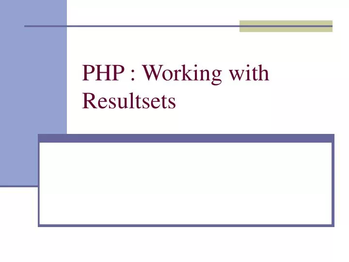 php working with resultsets