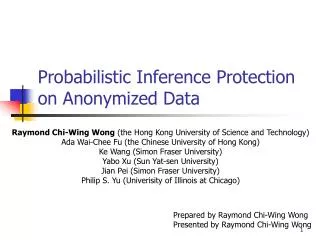 Probabilistic Inference Protection on Anonymized Data