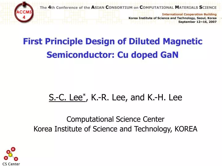 first principle design of diluted magnetic semiconductor cu doped gan