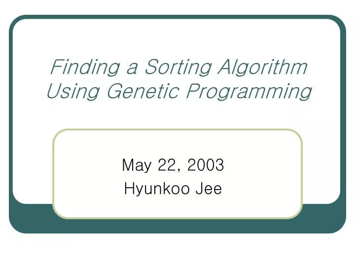 finding a sorting algorithm using genetic programming