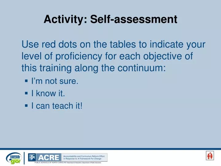 activity self assessment