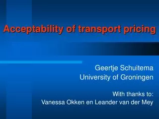 Acceptability of transport pricing