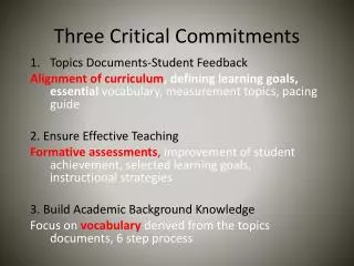 Three Critical Commitments