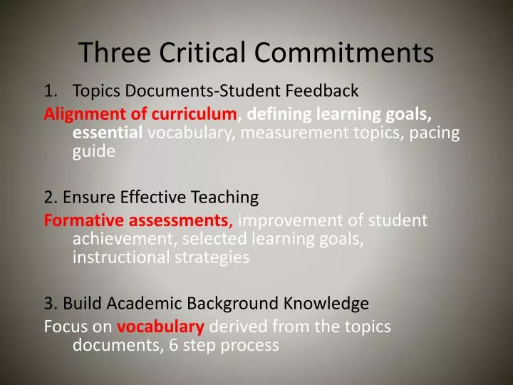 three critical commitments