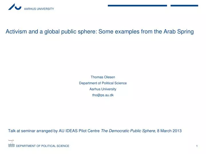 activism and a global public sphere some examples from the arab spring