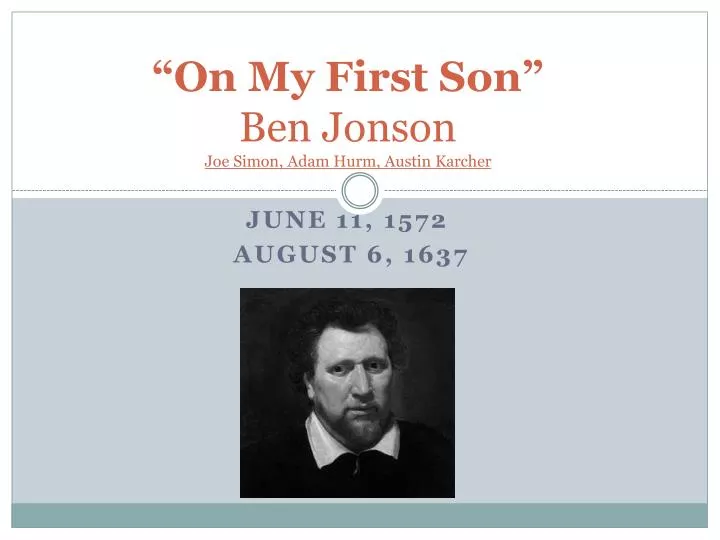 on my first son ben jonson joe simon adam hurm austin karcher