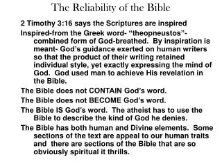 The Reliability of the Bible