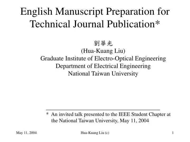 english manuscript preparation for technical journal publication