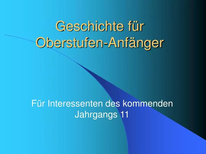 geschichte f r oberstufen anf nger