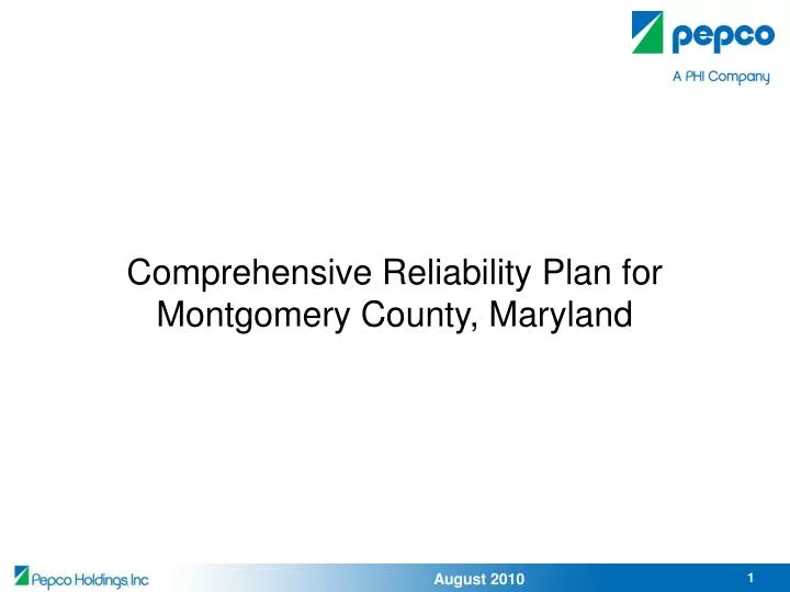 comprehensive reliability plan for montgomery county maryland